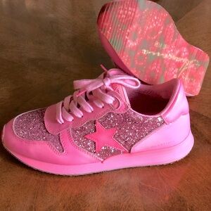 Hot Pink Glitter Star Vintage Havana Shoes